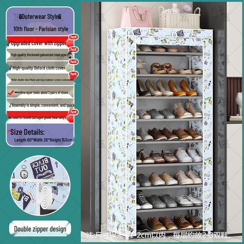 Multi-Layer Indoor Shoe Rack with Curtain