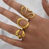 Minimalist Large Rings For Women Stainless Steel Gold Plated Waterproof Hip-hop Women's Finger Ring Aesthetic Jewelry