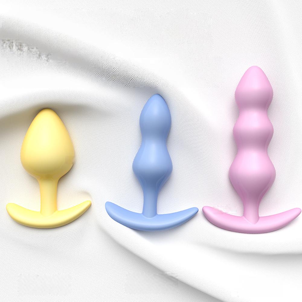 Beginner Anal Beads Butt Plug for Women, TPE Jelly Soft Anal Training Toy, Female Masturbator Adult Erotic Sex Toy