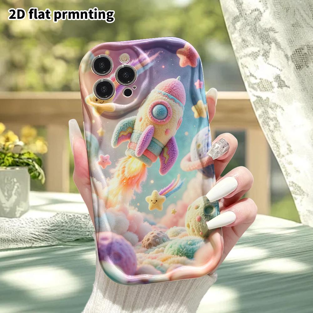 Phone Case: 2D Flat, Suitable for iPhone 18, 17, 16, 15, 14, 13, 12Pro Protective Case, Space Rocket, Perfect Christmas and Halloween Holiday Gift