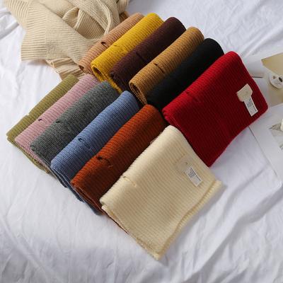 Fashionable Warm And Skin Friendly Winter New Solid Color Yarn Scarf Women'S Cross Versatile And Cute Knitted Scarf