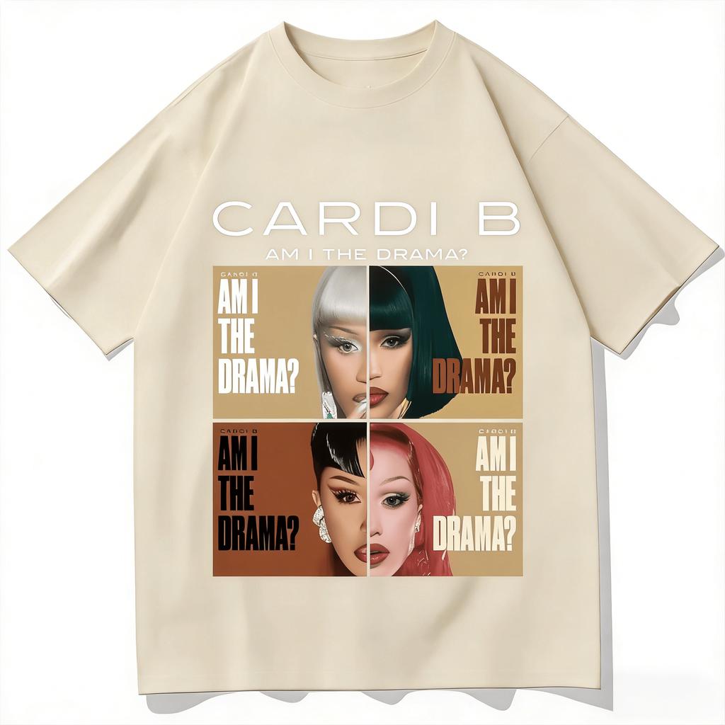 2026 Am I The Drama Cardi B Graphic Unisexs TShirt Unisex ONeck 100Cotton Short Sleeve Y2k Oversized Fashion Tee Fans Gifts