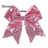 Shiny Hair Bows for Girls Sequins Bows, Elastic Tie, Large Cheerleading Stage Costume Accessories Band Ponytail Holder, Glitter Scrunchies Women Teens