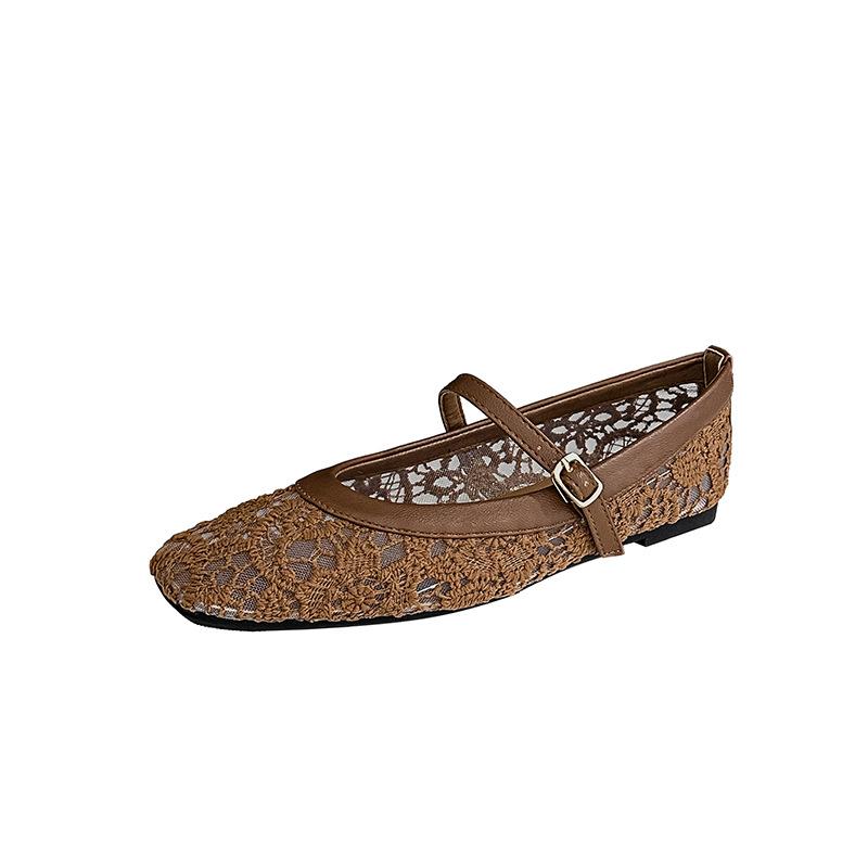 Scarpe Basse da Ballerina in Rete da Donna Mary Jane Slip-On Casual Traspiranti Ballerine da Donna Estive Punta Quadrata Chiusa Mary Jane Scarpe Eleganti