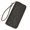 Leather Long Wallet Retro Embossed Zipper Wallet With Hand Strap Multi-Card Mobile Phone Change Bag Burst