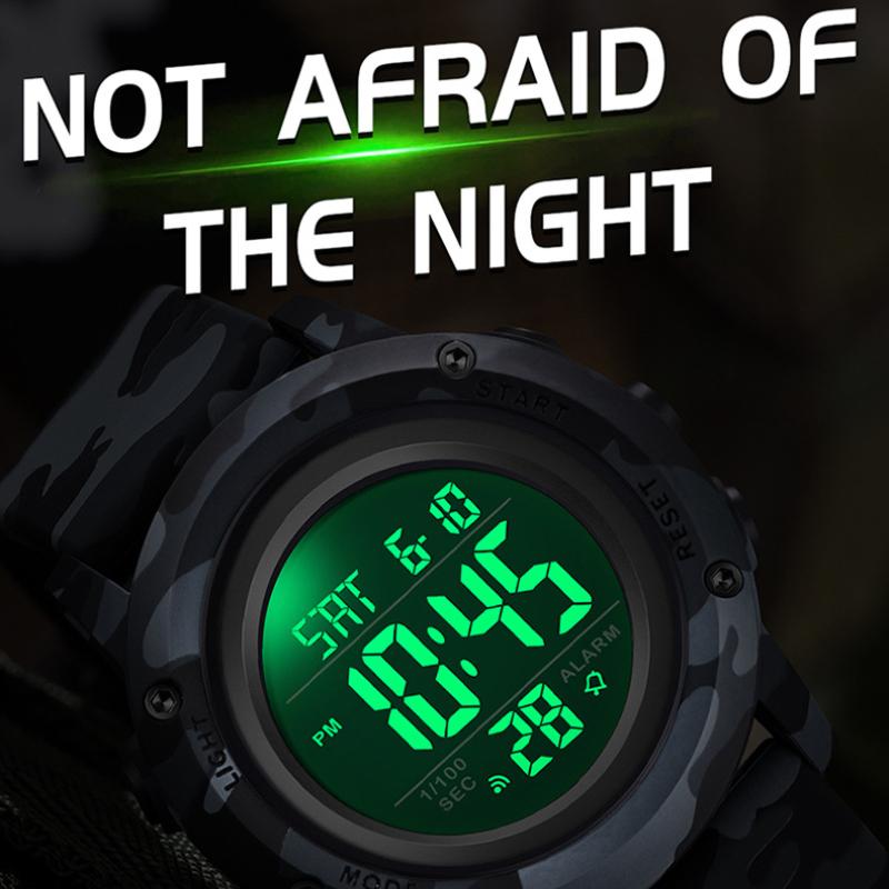 SANDA Camouflage Electronic Watch Outdoor Sports Luminous Student Military Watch Multifunction Digital Electronic Watch