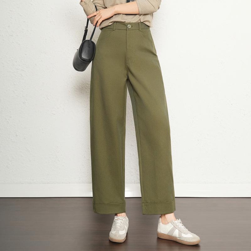 2025 Women's Small Size Cotton Linen Wide Leg Pants - Versatile, Slimming, Casual for Spring & Autumn