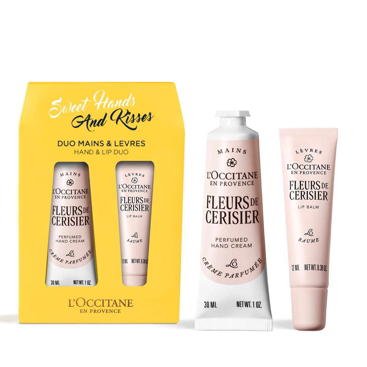 [L Occitane] Fleurs de Cerisier Perfumed Hand Cream & Lip Balm (Cherry Blossom) Duo Gift Set