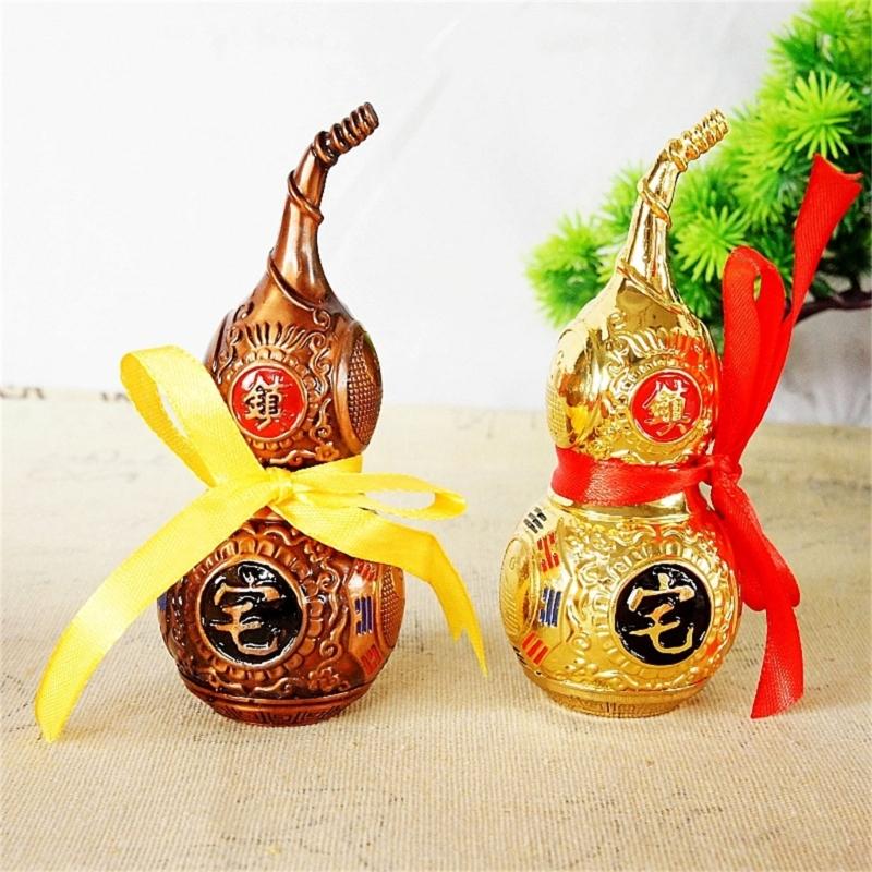 Metal Gourd Sculpture Chinese Fengshuis Figurine Luck Statue for Bedroom Home Livings Room Church Office Decorations