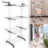 4-Tier Foldable Drying Rack Free Standing Movable Laundry Rack with 4 Castors Rolling Clothes Horses Dryer Rack W/ 4 Drying Pole