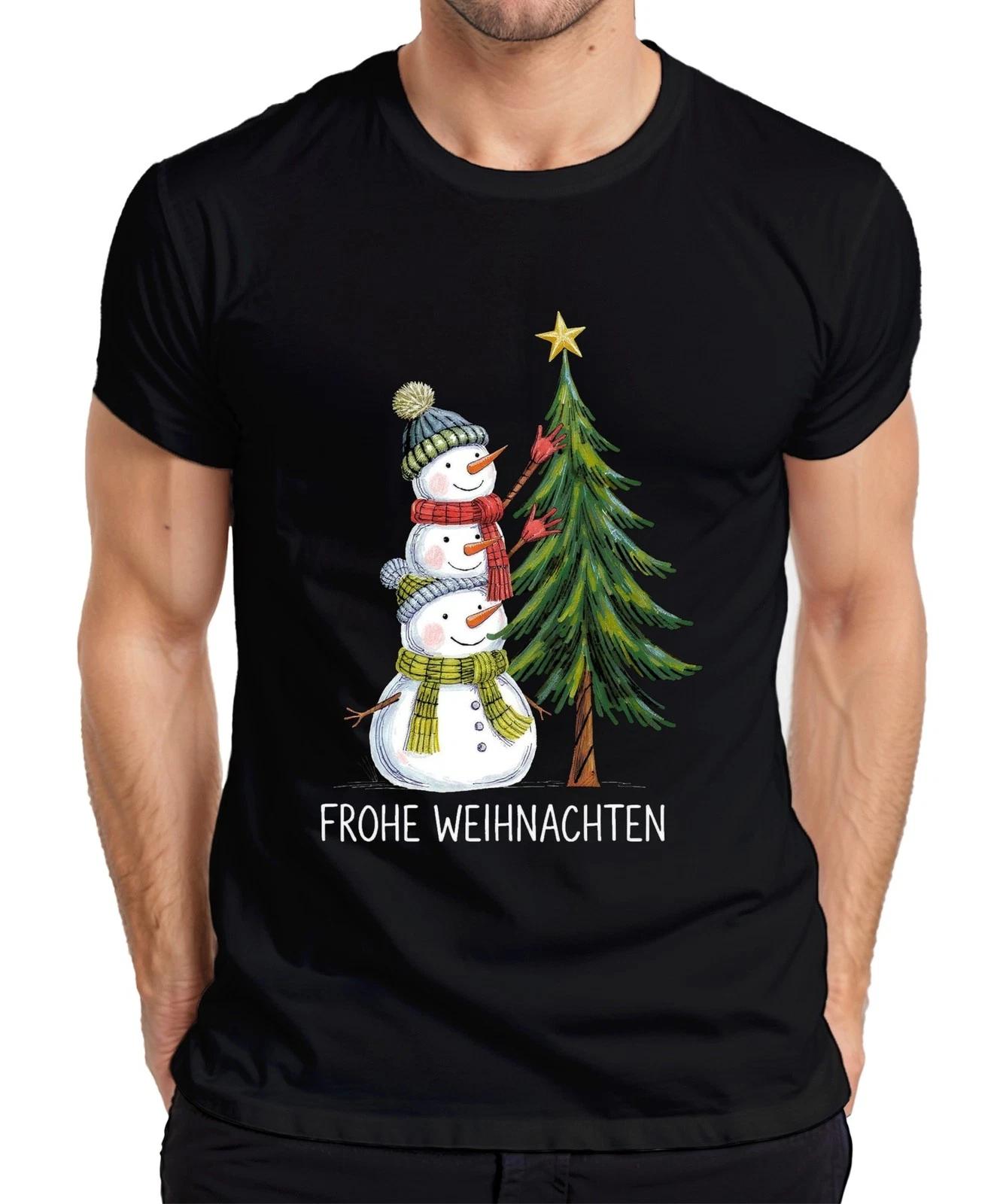 С Рождеством Снеговики Рождественская Елка Милая Детская Мужская Футболка- S