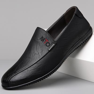 Leather Shoes Men's Autumn and Winter New Beans Shoes Men's Breathable Casual Leather Shoes Men's Shoes Soft Leather Soft Sole Driving Shoes