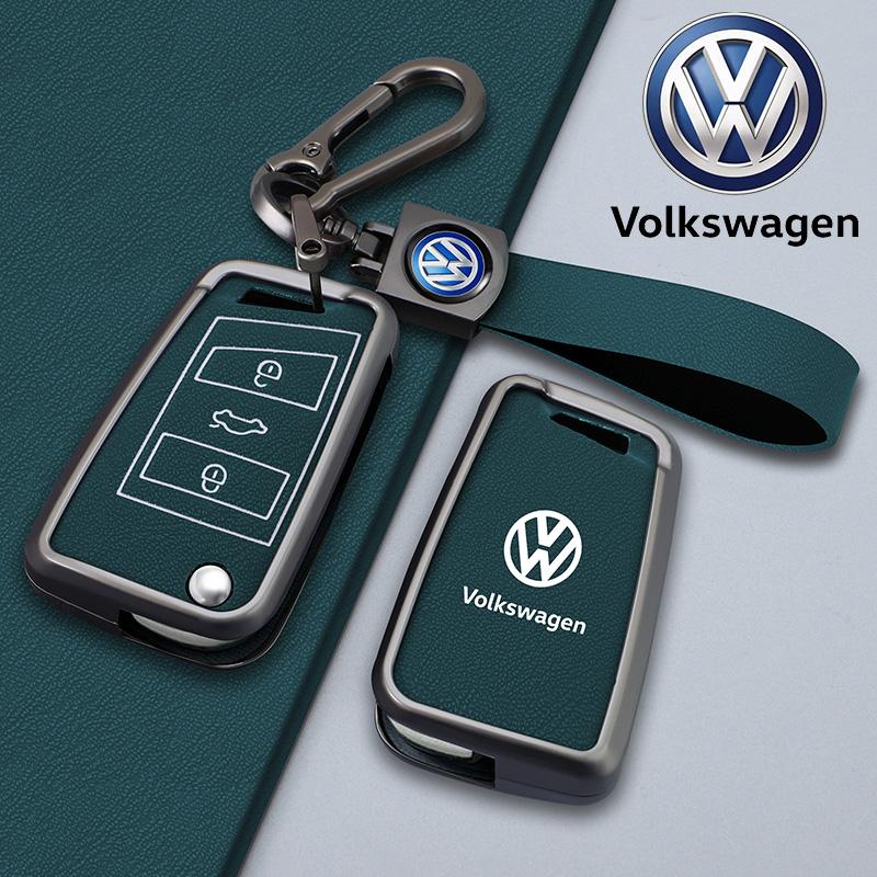 Für VOLKSWAGEN VW Zinklegierung Leder Auto Fernbedienung Schlüsselhülle Abdeckung Schutzhalter Schale Für VW Volkswagen Golf 7 MK7 Tiguan MK2 Au