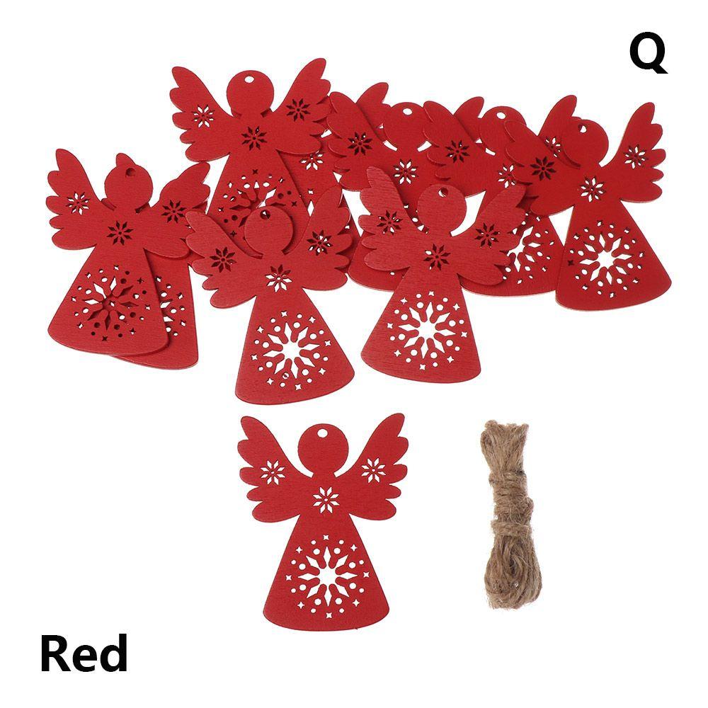 

Drop Pendant Wood Crafts Christmas Tree Decoration Wooden Ornaments Xmas Hanging Santa/Elk/Angel Q червоний