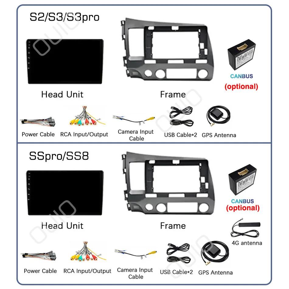 Android 13 Radio For Honda Civic 2005 2006 2007 2008-2012 Car Stereo Multimedia Player Carplay Auto GPS Navigation 2DIN No DVD