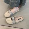 French bag head half slippers women's outer wear 2025 new suede with skirt summer lazy sandals heel-free single shoes