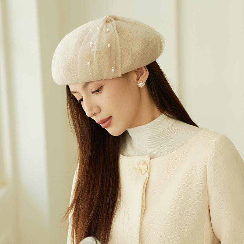 Wool Beret Women'S Face Small Hat Women'S Autumn And Winter Big Head Circumference Fashion Versatile Octagonal Hat
