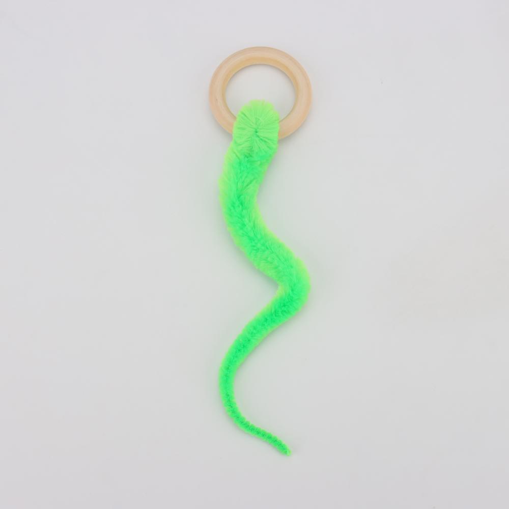 Plush Long Tail Ball Cat Toy Training Cat Interactive Ball Wood Ring Pet Toy