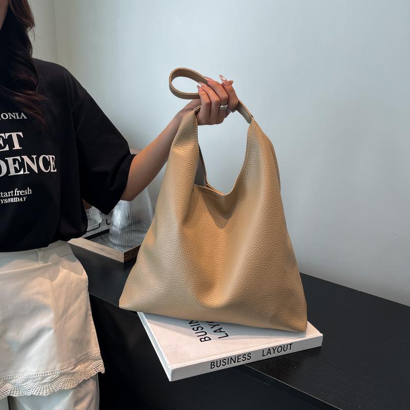 Simple bag commuter tote bag women's new trendy solid color texture shoulder bag popular underarm bag