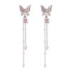 Móda Sladký tvar motýla Střapce Náušnice Dlouhý styl Lesklé křišťálové střapce Náušnice pro ženy Svatební párty Křišťálové náušnice Šperk Ornament