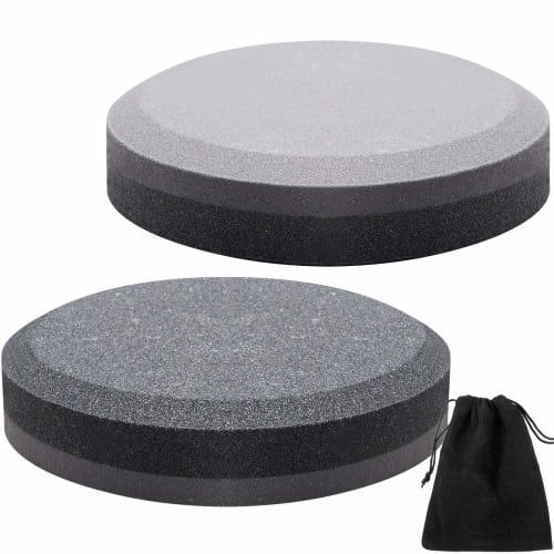 

Dual Grit Axe Sharpener, Multi-Purpose Sharpener with Stone Whetstone and Flannel Bag for Hatchets and Garden Tools, 240 Grit and 400 Grit