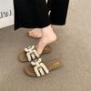 Französische Perlen-Slipper Sommer Feenschuhe Modische Flache Anti-Rutsch-Slipper