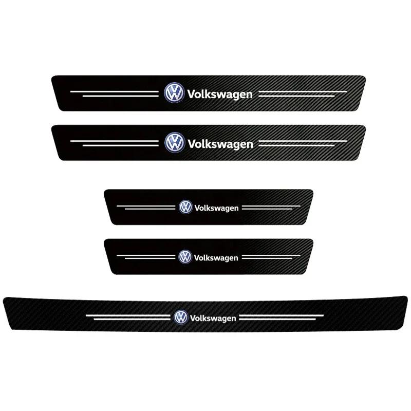 1/4/5Pcs Car Door Sill Carbon Microfiber Protector Sticker For Volkswagen VW Golf Passat GTI Amarok Teramont Phaeton ID.3 SharanNB5