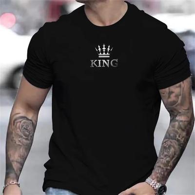 Vintage Men'S T-Shirt Letter Printing King Men Clothing Summer Casual Short Sleeve Street Designer Top Tees Oversized Sweatshirt