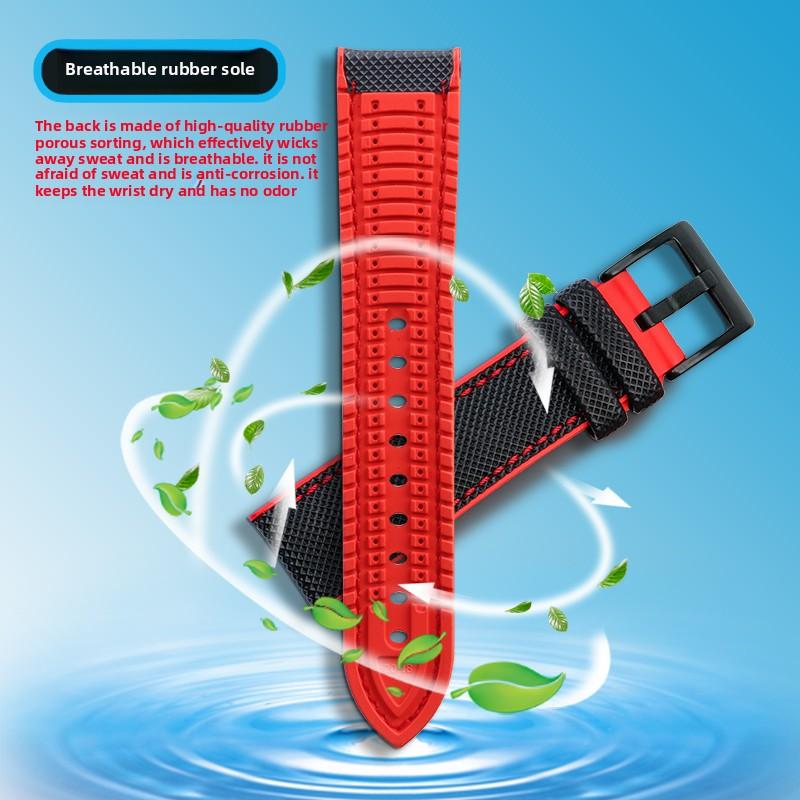 For Seiko No. 5 Submariner/Diving tin/Abalone Series Watchband Waterproof Nylon Rubber Bottom Watch Strap 20 21 22 23 24mm