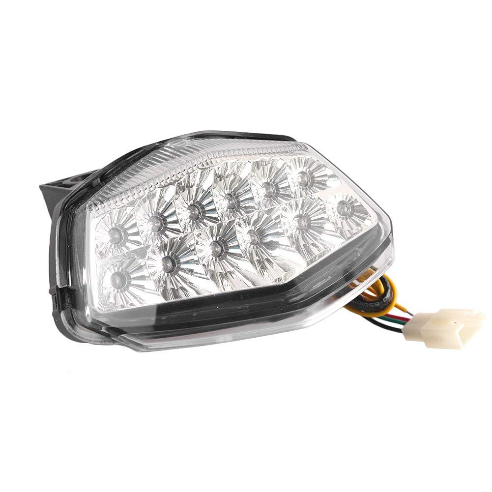 Karun Motorcycle LED Tail Light with Built-in Turn Signal, Clear Lens, Compatible with Kawasaki for Ninja250R 08-12 Years