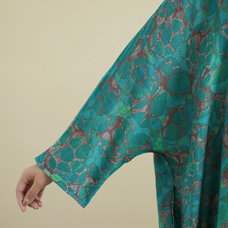 DIMANAF 2025 Women Plus Size Spring Long Dress Loose V-Neck Printing Vintage Casual Floral Oversize Long Sleeve 5033