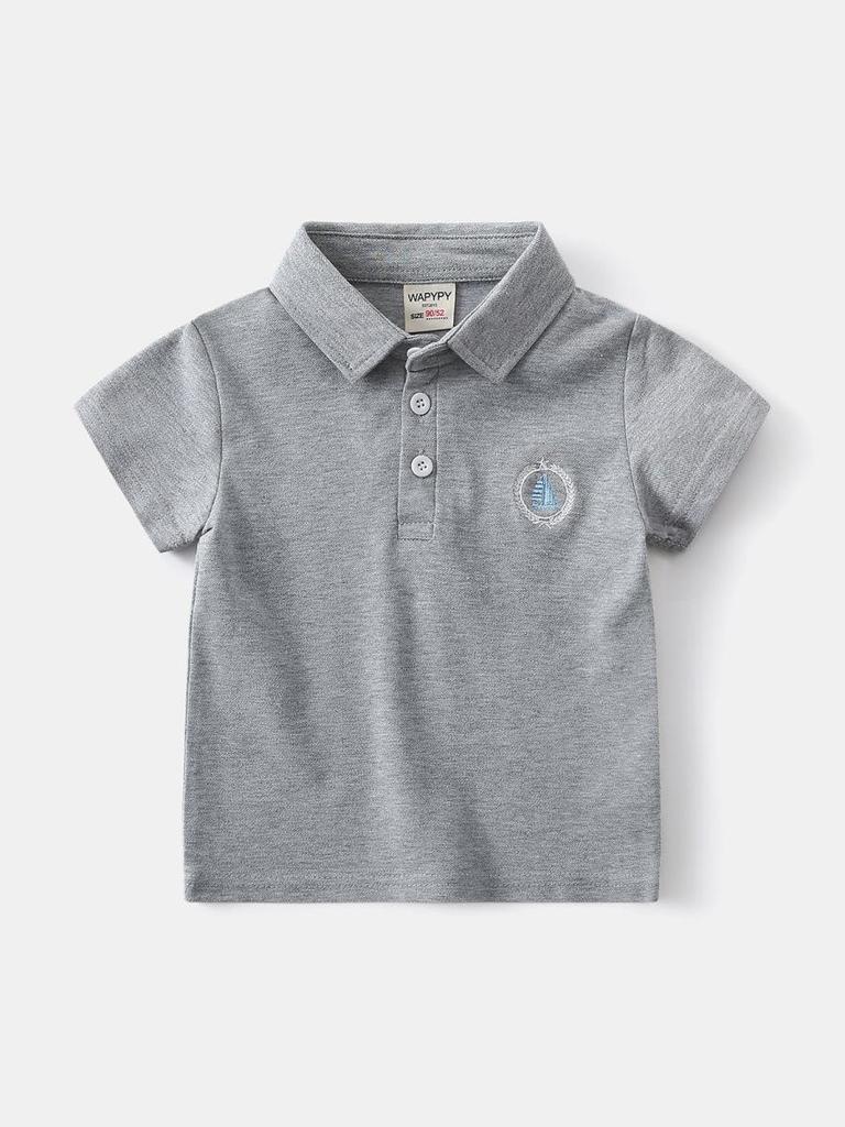 Polo de Manga Curta Estilo Coreano para Crianças - Camiseta de Algodão de Verão para Meninos