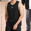 Li-Ning Solid Color Round Neck Sleeveless T-Shirt And Mid-Waist Elastic Shorts Casual Sports Set Men Sets Black ZHMB407-1+ZHMB063-2