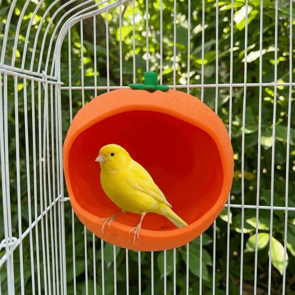 Wall Hanging Bird Cage Nest Orange-shaped Sleeping Nest Universal Parrot Food Box Cage Accessories