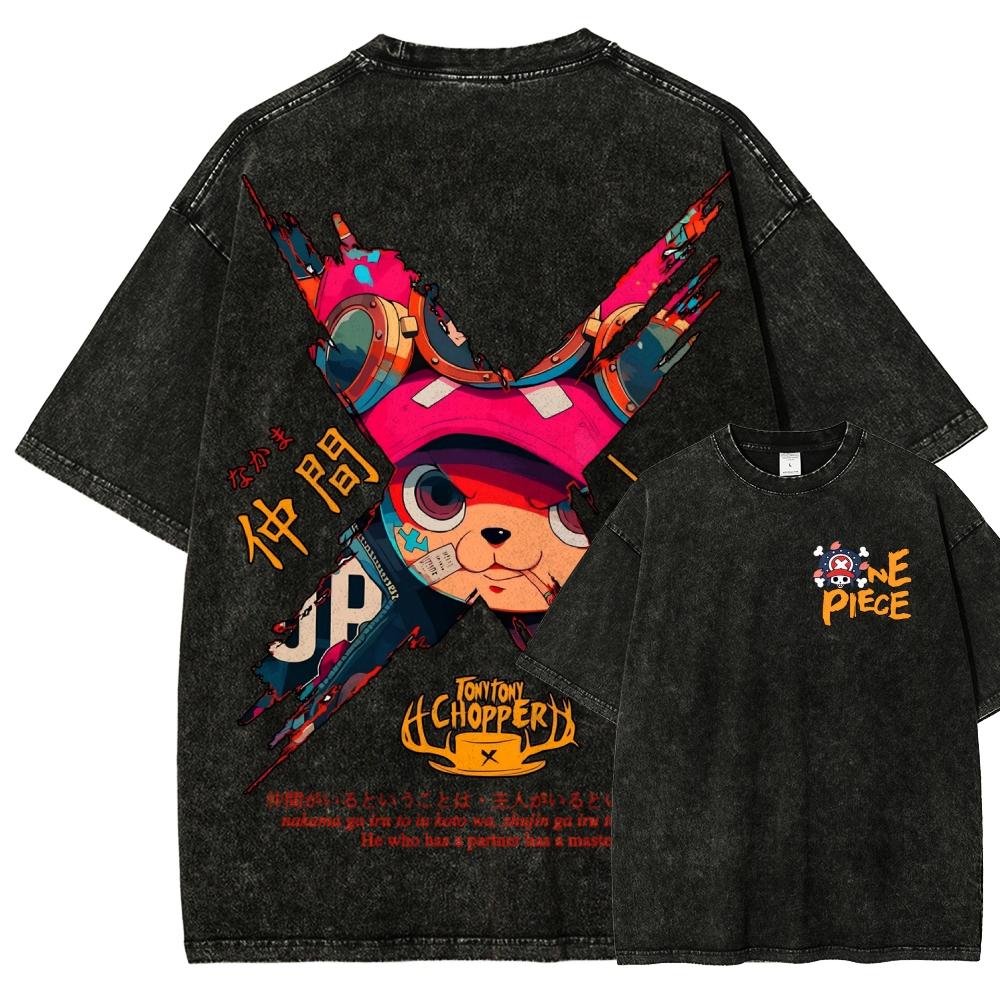 

one Piece Anime Lover Washed T-shirt Year round clothing high quality personality Clothes Plus Size Unisex New Model Couples tee L