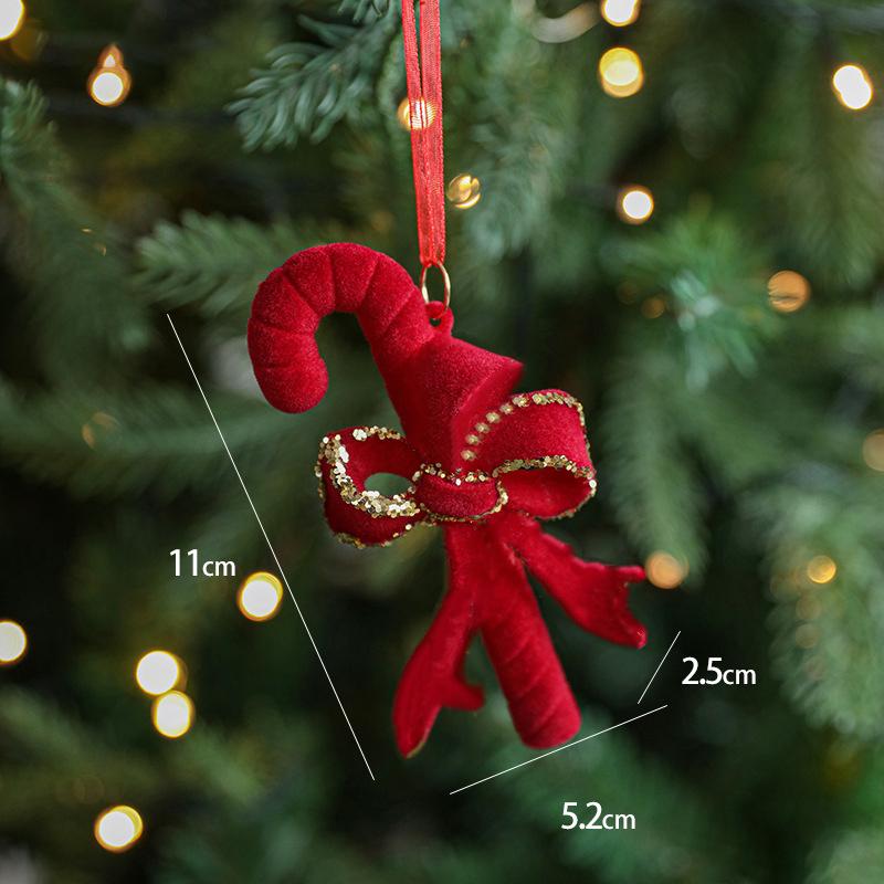 Red Flocking Christmas Bow Wreath Bell Christmas Tree Snowfall Elk Pendant Hanging Ornament Navidad 2025 Noel Home Party Decor