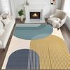Warmer Nordischer Läufer Teppich Braun Beige Halbkreis Linienmuster Teppich Rutschfeste Fußmatte für Wohnzimmer Schlafzimmer