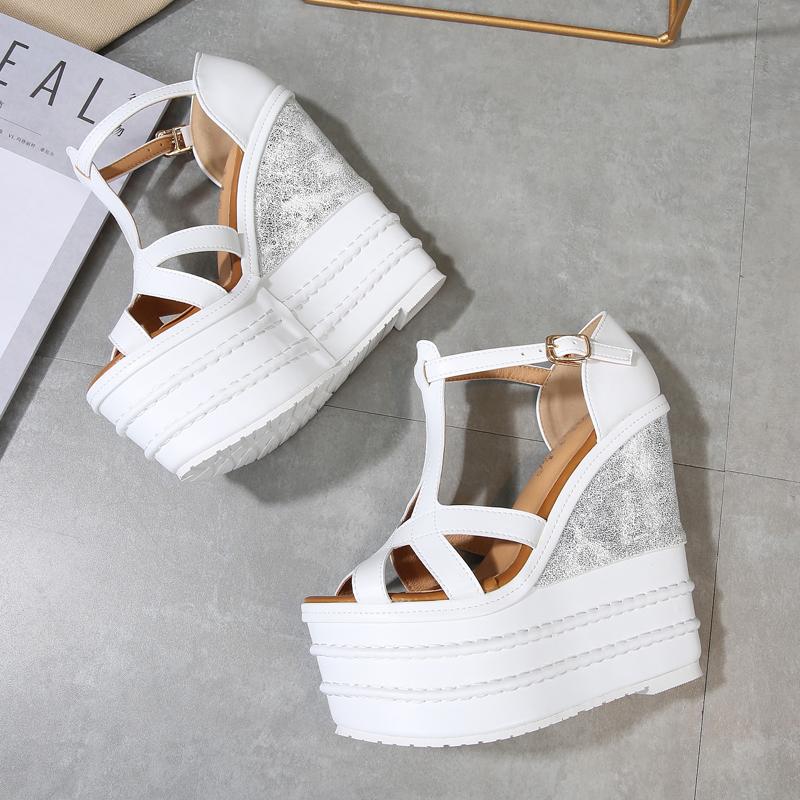 Fashion Sexy Ultra-High Wedge Bohemian Sandals - Peep Toe Platform Waterproof Small Sizes for Nightclub luxury sandals women designers