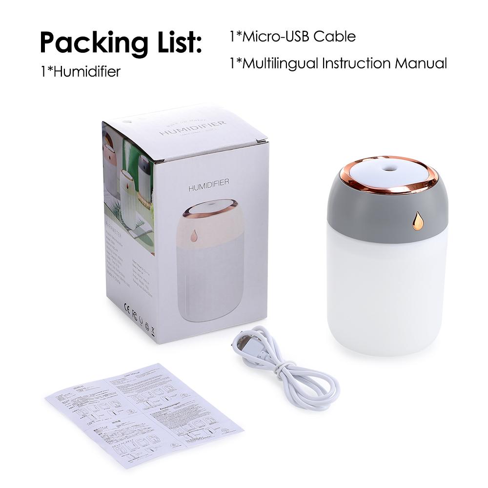 

Portable Air Humidifier Mini USB Aroma Diffuser With Cool LED Light Mist For Bedroom Home Car Plants Purifier Humificador 330ml