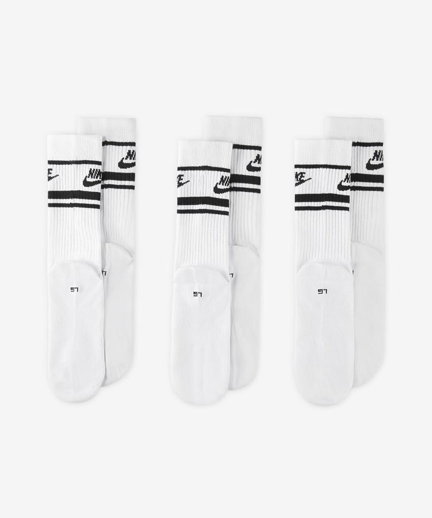 NIKE Sportswear Dri-Fit Everyday Essentials Crew Socks (3 Pairs) - White:Black:Black / Dx5089-103