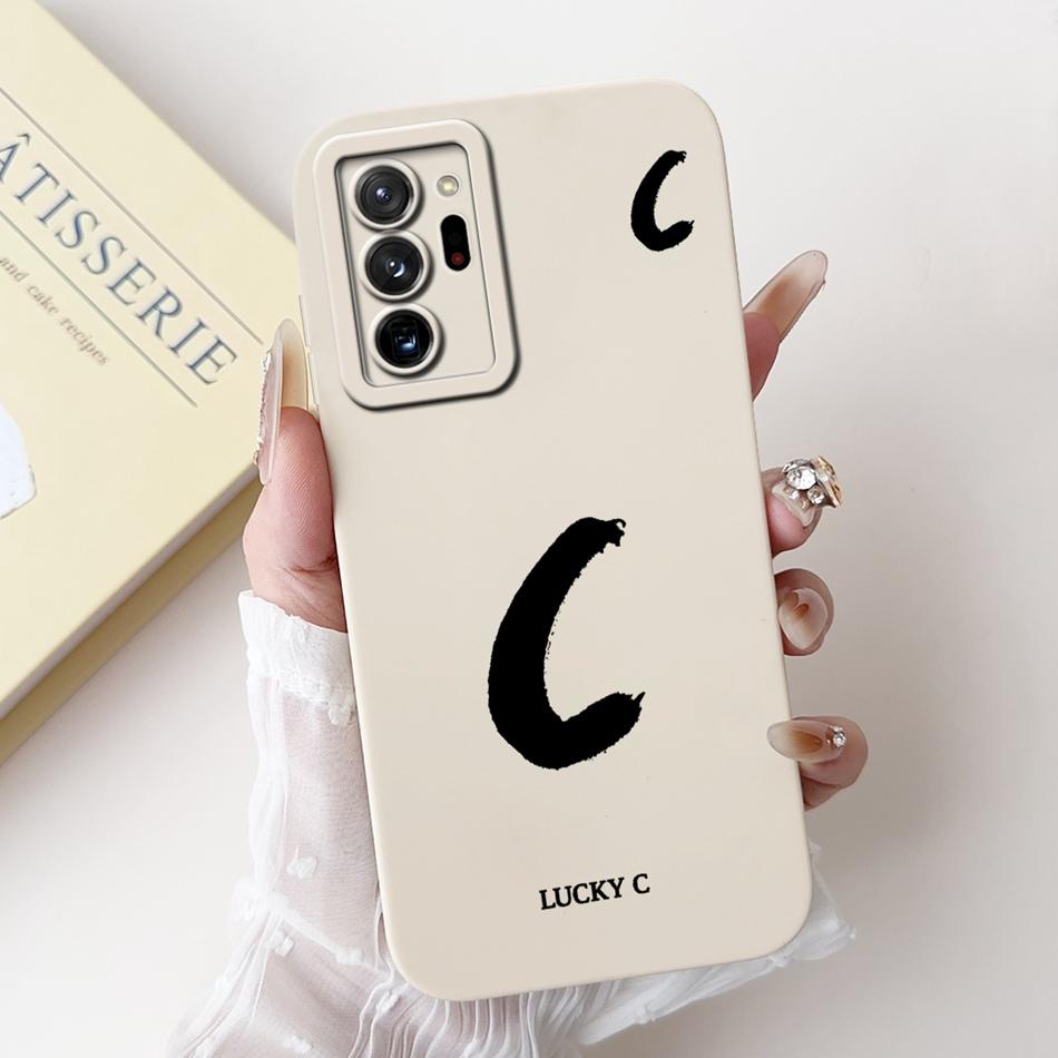 For Samsung Galaxy Note 20 Ultra Note20 Lucky Initial Letter Phone Case For Samsung Note 20 20Ultra 5G Soft Silicone Cases