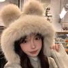 Warm Bear Ears Cute Plush Hat Female Autumn and Winter Face Little Student Hat Cycling Ear Protector Lei Feng Hat