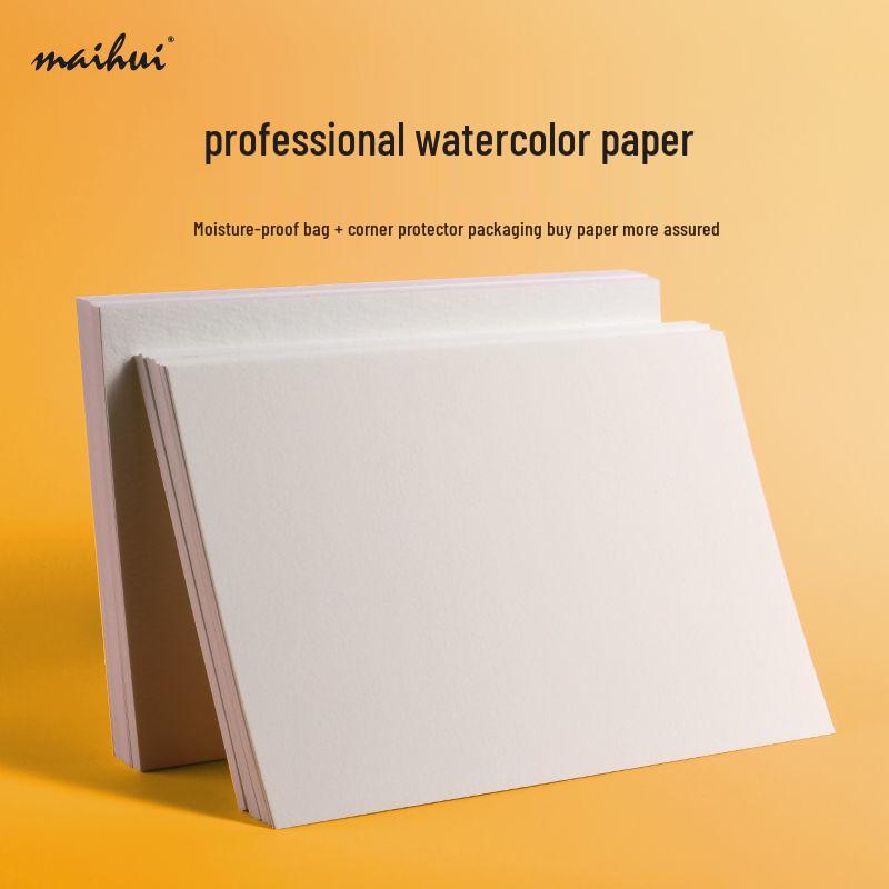 Maihui Professional Watercolor Paper 300g Fine/Medium Grain Wood Pulp Loose Leaf (16k, 8k, 4k) for Painting