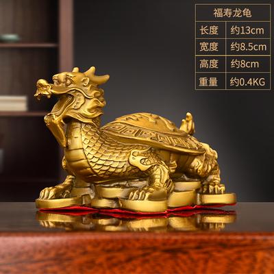 Alle Fu Shou Ornament Koperen Hoofd Levensduur Voorspoedige Draken Schildpad Kantoor Huis Woonkamer
