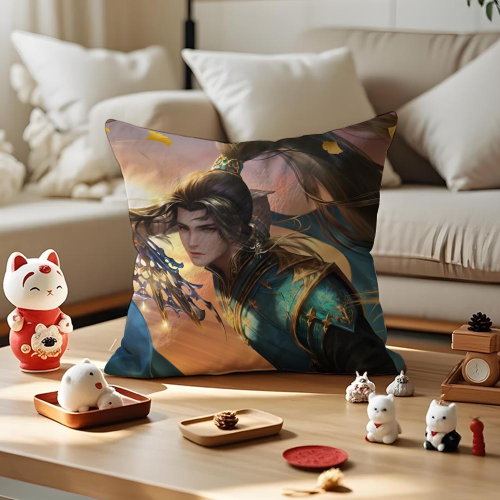 Soul Land Cushion Cover Anti-dustmite Pillowcase Invisible Zipper Silky Short Plush Sofa Cushion Cover