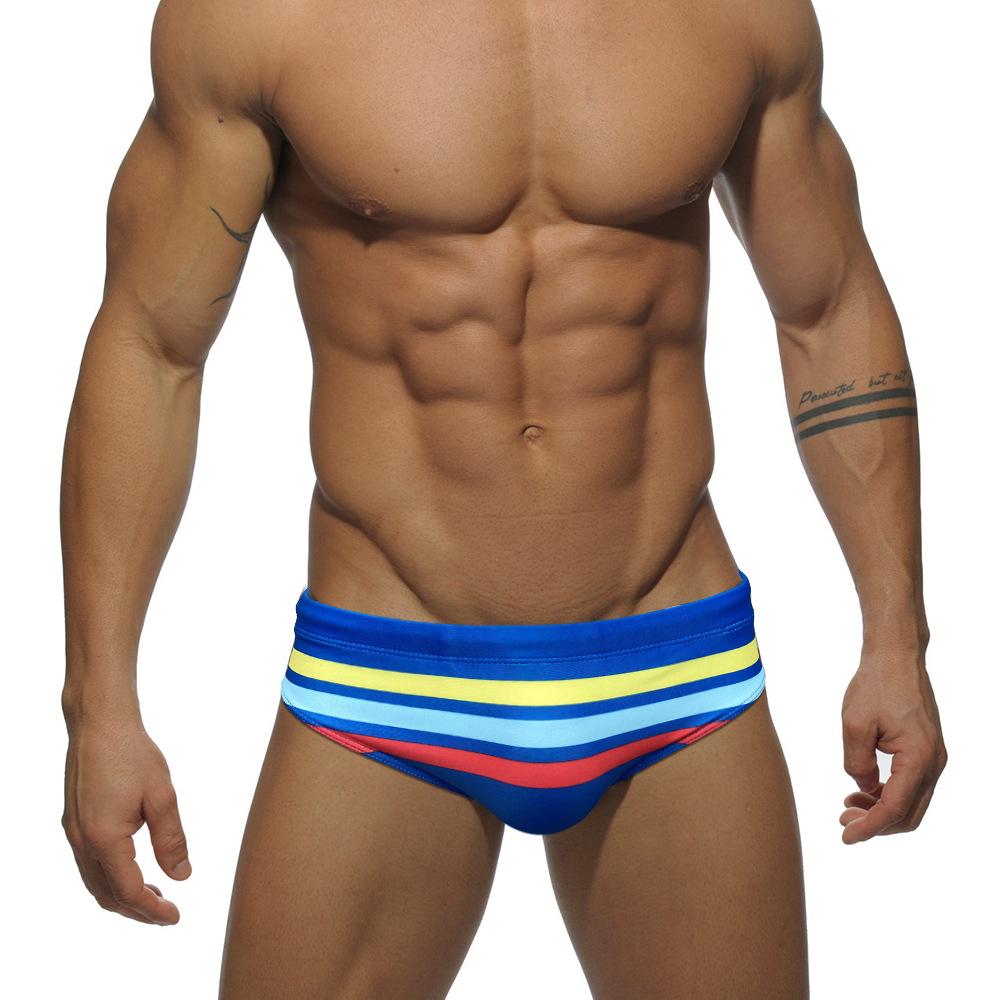 JESSBORN Men's Striped Swim Trunks - Stylish Youth Swimsuit for Beach, Pool, and Sports.