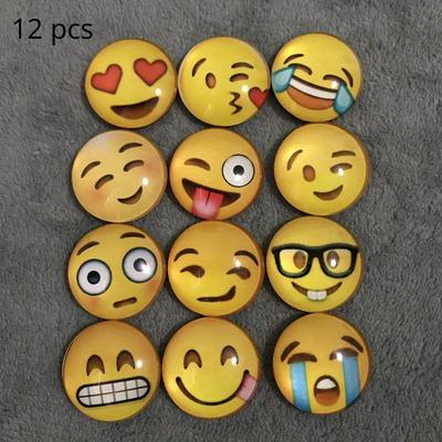 12 peças Ímãs de Geladeira Redondos de Poliestireno com Carinha Sorridente - Ímãs Decorativos Adoráveis para Cozinha, Escritório, Quadro Branco, Armário, Gabinete