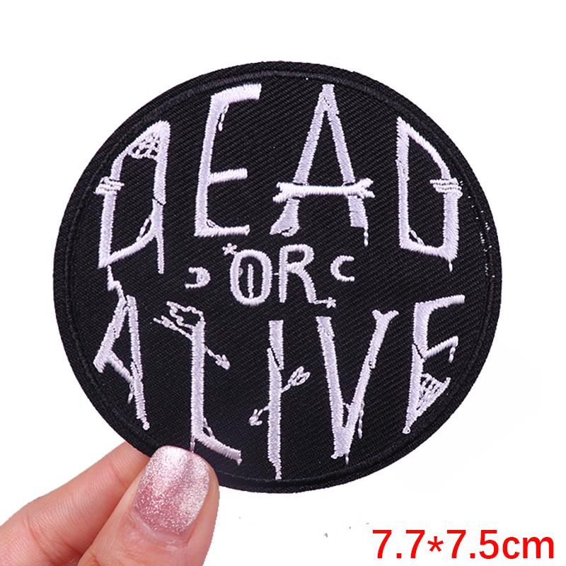 Horror Skull Patch Punk /Letter Embroidered Sew Patch Jackets Backpack Diy Iron On Patches For Clothing Ironing /Stickers 