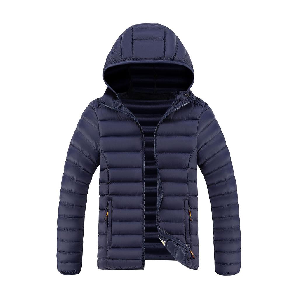 Men's Casual Cotton Jacket Hooded Solid Color Winter Daily