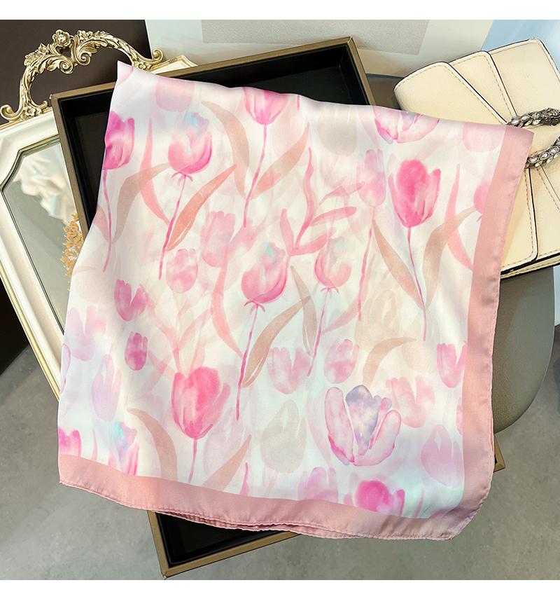 Women S Fashion Tulip Pattern Small Square Scarf For Shirt Decoration